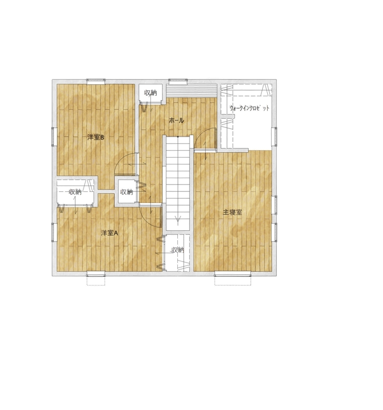 インターデコハウス新潟/エクセレントホーム 【2500～2999万円/3LDK/32.4坪】心から寛げる北欧テイストの家の間取り図（3LDK）２階