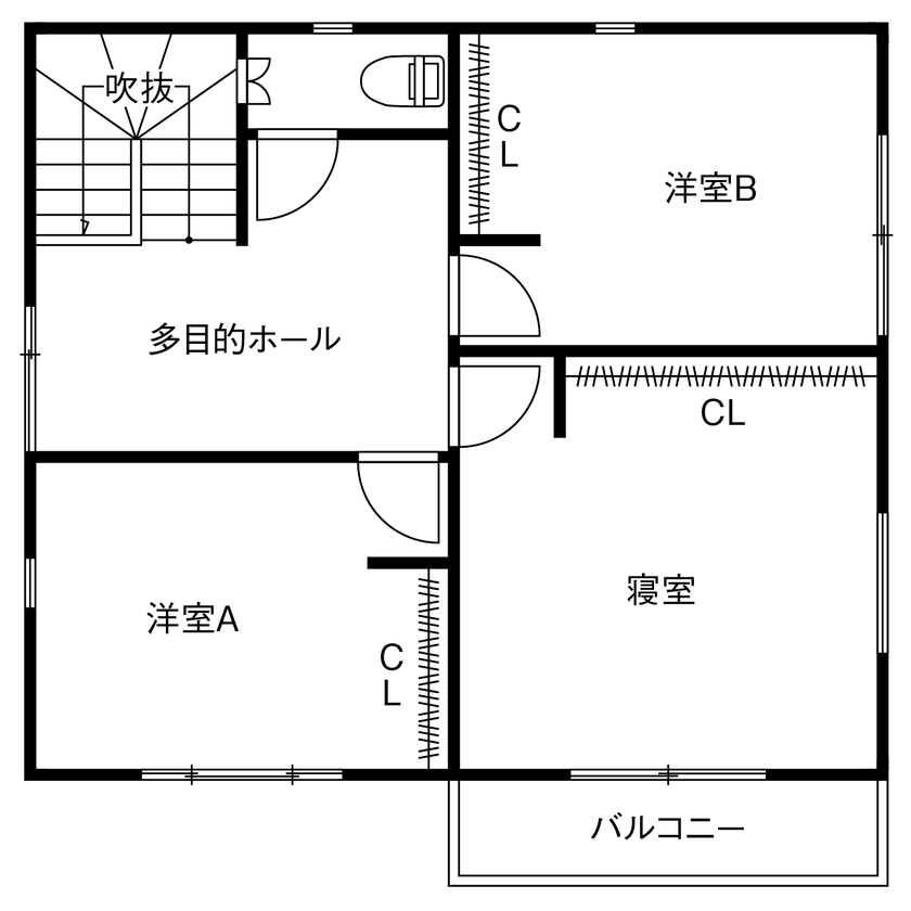 木の家専門店 たてみ 【1795万円｜間取り図有】高耐久な無垢の木で建てたZEH。キレイが長持ちするガルバリウム外壁の格好いい家の間取り図（3LDK）2階