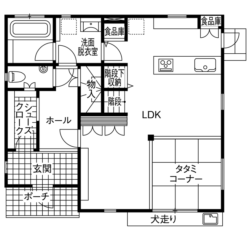 木の家専門店 たてみ 【2240万円｜間取り図有】大黒柱に刻んだ子どもの成長記録に幸せを感じる、国産無垢材で建てられたZEHの家の間取り図（3LDK＋タタミコーナー）1階
