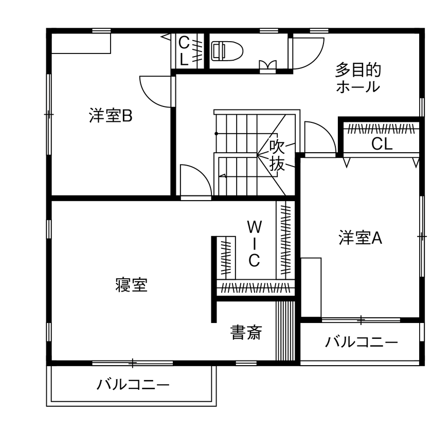 木の家専門店 たてみ 【1918万円｜間取り図有】“無垢の木づくし”の内装と、スタイリッシュな白い外観が美しく調和する家の間取り図（3LDK＋タタミコーナー）2階