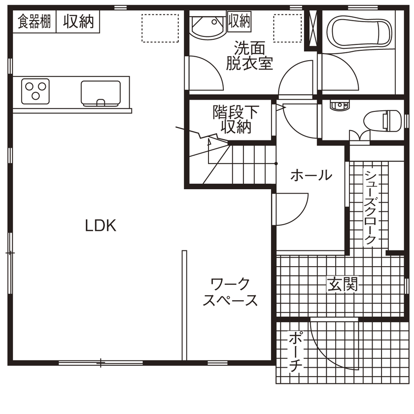 木の家専門店 たてみ 【2184万円｜間取り図有】ニューノーマルな時代にぴったり！性能にも価格にも満足のゼロエネルギーハウスの間取り図（3LDK＋多目的ホール）1階