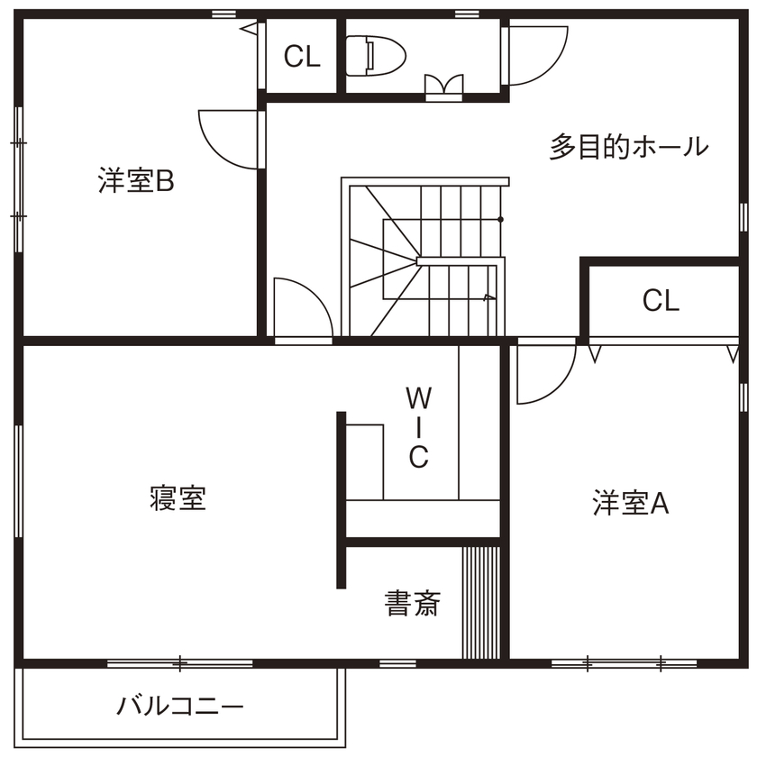 木の家専門店 たてみ 【2184万円｜間取り図有】ニューノーマルな時代にぴったり！性能にも価格にも満足のゼロエネルギーハウスの間取り図（3LDK＋多目的ホール）2階