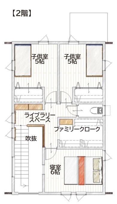 ナチュリエ新潟/エクセレントホーム 素朴さと手作り感を大切にしたナチュラルでアンティークなあたたかい空間の間取り図（3LDK）2階