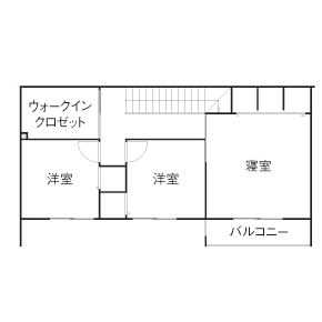 紀の国住宅 LDKは土間続きの開放的なワンフロア。収納の多さと裏動線が快適な四角い箱の家の間取り図（4LDK）2階