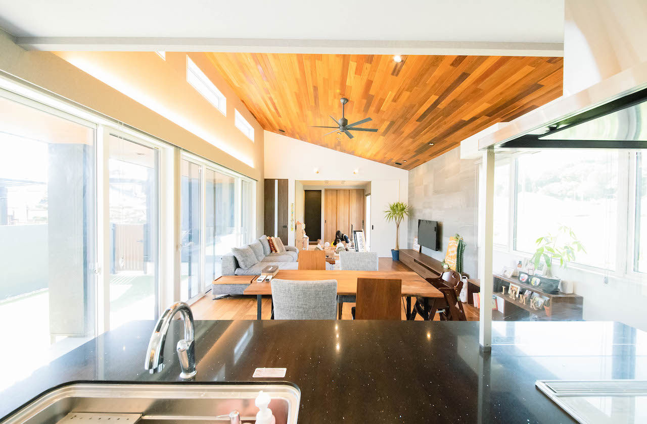 紀の国住宅 【和歌山県/2000万円台/間取り有】南側の大開口や高い勾配天井が開放的。山の眺望と太陽の光を導く平屋の家の建築実例画像4