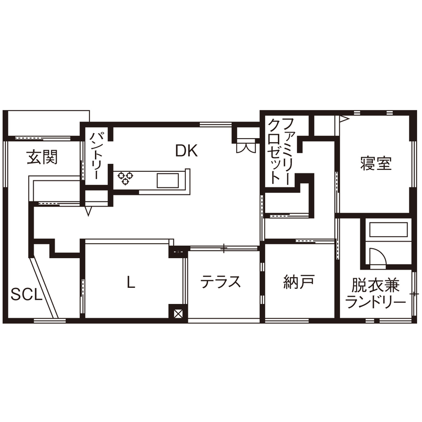 紀の国住宅 【和歌山/間取図有】理想の間取りを夫婦で検討。美しさを追求した無垢でプレーンな平屋の住まいの間取り図（1LDK）1階