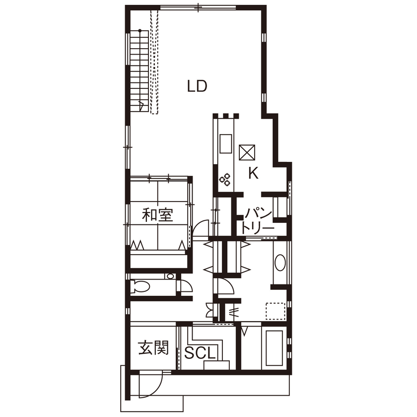 紀の国住宅 【和歌山/間取り図有】素材の質感を大切に。動線や収納、温熱環境にもこだわった唯一無二の家の間取り図（4LDK）1階