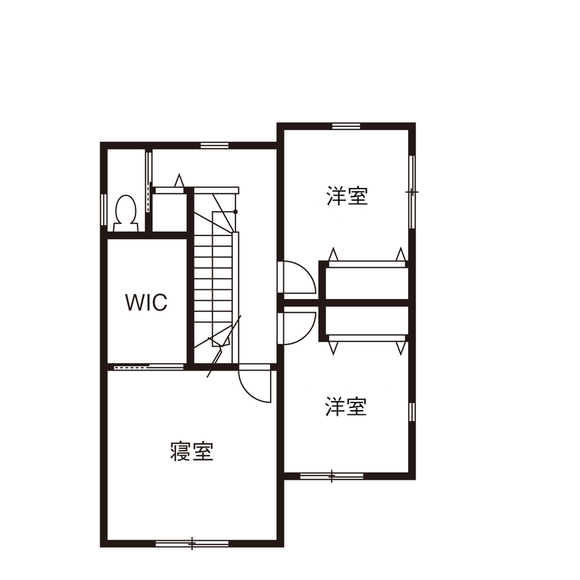 紀の国住宅 【和歌山/間取り図有】アクセントクロス使いが秀逸。黒いキッチンが映える開放的な住まいの間取り図（3LDK）2階