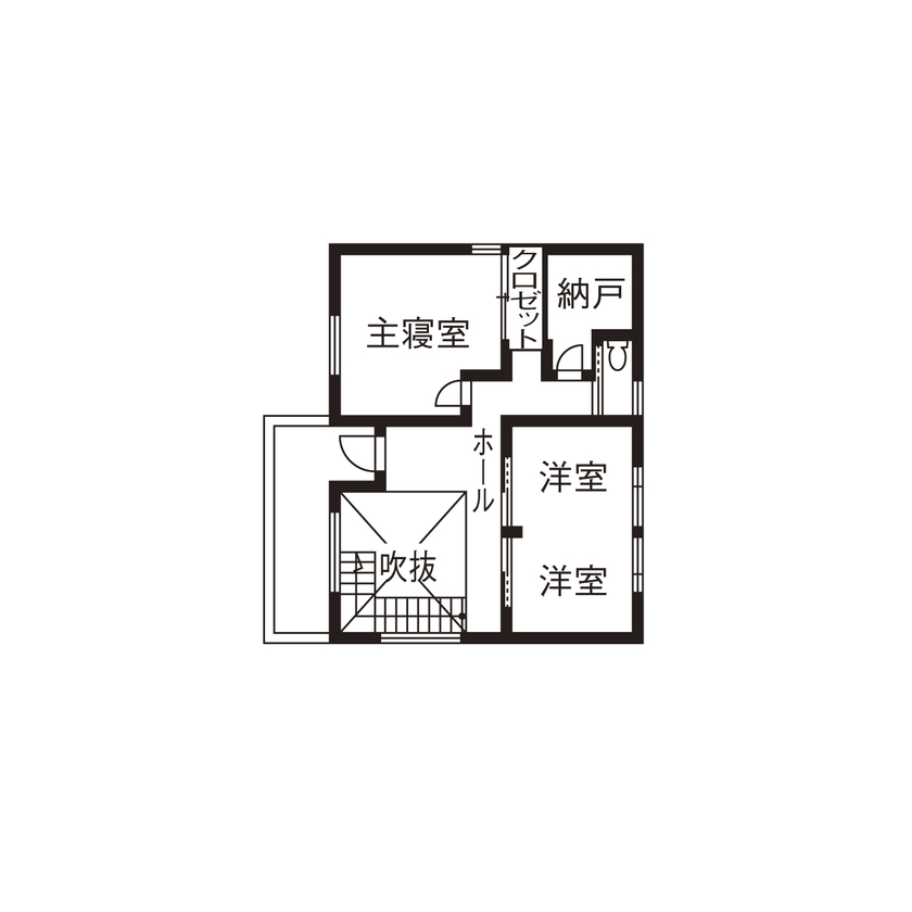 ＳＵＤＯホーム　須藤建設 【2000万円台前半｜41.6坪｜変形地】敷地の形を生かした斜めのLDKでのびやかな空間に ※間取り有※の間取り図（2LDK+S）2階