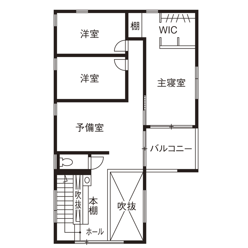 ＳＵＤＯホーム　須藤建設 【2000万円台前半｜42.2坪｜アウトドアリビング】忙しくてもすっきり片付く、子育て世代の家 ※間取り有※の間取り図（4LDK）2階