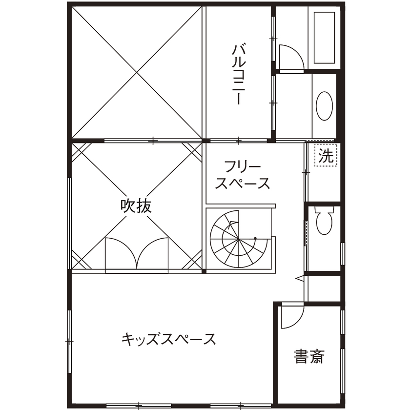 ソラマド埼玉 【 2000万円台／中庭／吹き抜け／間取り有】吹き抜けに張った大きなハンモックは、家族の大好きな遊び場の間取り図（2LDK）2階