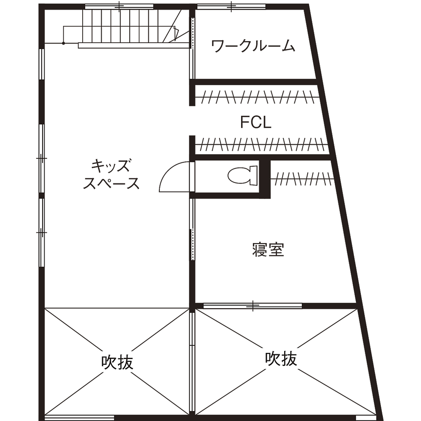 ソラマド埼玉 【中庭／吹き抜け／間取り有】周囲からの視線を遮りつつ開放感をもたらす、住宅地にこそ最適な中庭のある家の間取り図（1LDK）2階