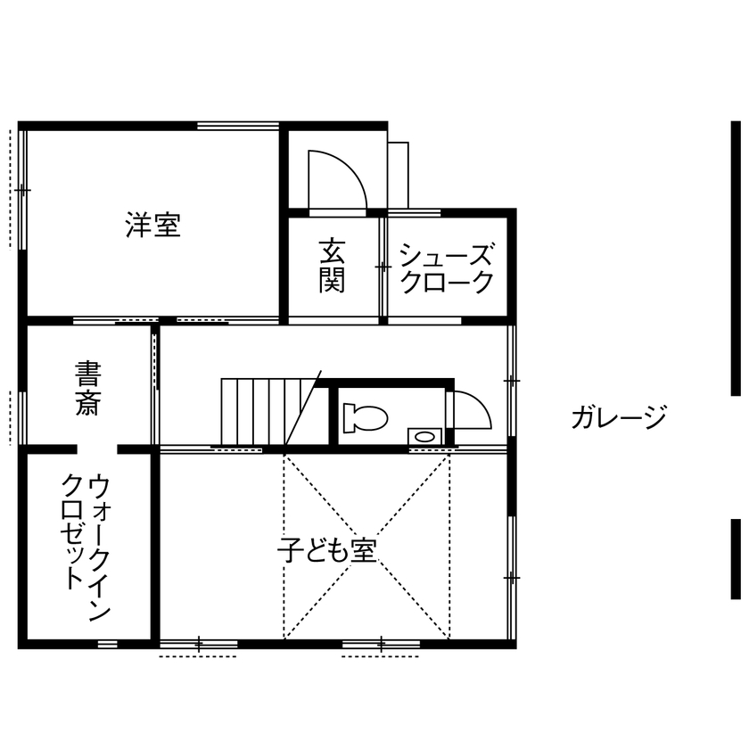 １０１０ｈｏｕｓｅ（安藤工務店） 【リビング階段/1500万円～2000万円/30坪台/間取り有】光と風を巧みに取り込む、ビルトインガレージの家の間取り図（4LDK）1階