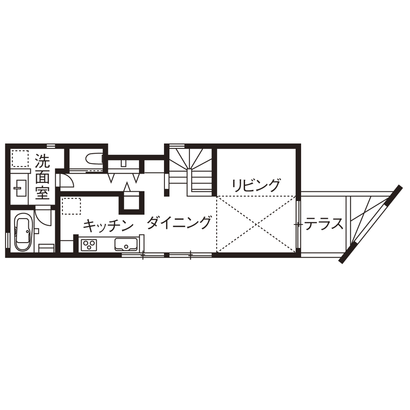 １０１０ｈｏｕｓｅ（安藤工務店） 【1880万円/25坪/間取図有/中庭】変形地や狭小地も特性を活かし、中庭やテラスを実現。光と風を纏う家の間取り図（2LDK+納戸）2階