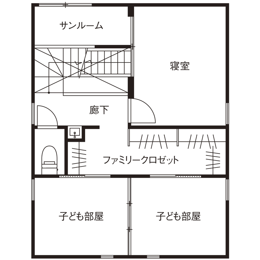 １０１０ｈｏｕｓｅ（安藤工務店） 【防火地域2階建て/21坪/3LDK/間取図有/1989万円】土地制限＆狭小地でも理想を形に。吹抜け×鉄骨階段の家の間取り図（3LDK＋ロフト）2階