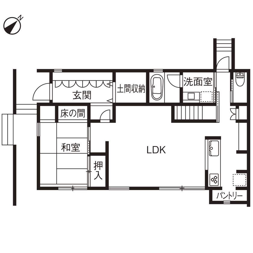 １０１０ｈｏｕｓｅ（安藤工務店） 【3000万円台/43坪/間取図有/全館空調】UA値0.32、C値0.2（※）。大屋根の下で家族の絆を育む二世帯住宅の間取り図（6LDK+ロフト）1階