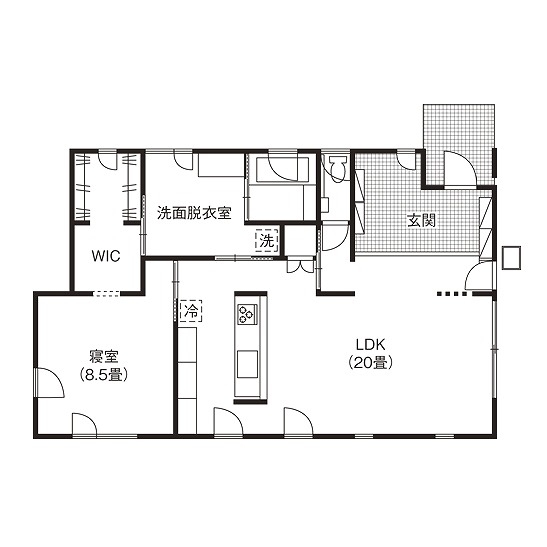 島野工務店 【間取り図有】決め手は高い断熱性能と設備。広々リビングでも快適な室温で暮らせる《平屋》の間取り図（1LDK）1階