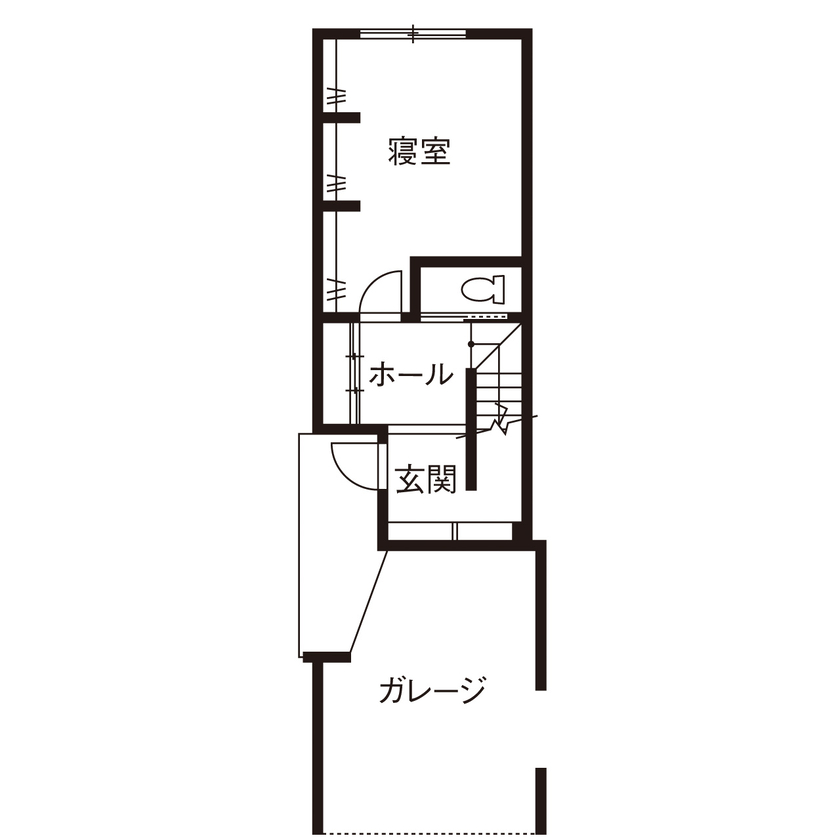 KEIJI一級建築士事務所 【京都・2000万円台・26坪・間取り有】京都ならではの敷地に2階建て。設計士の配慮が詰まった収納多彩な家の間取り図（2LDK＋ロフト）1階