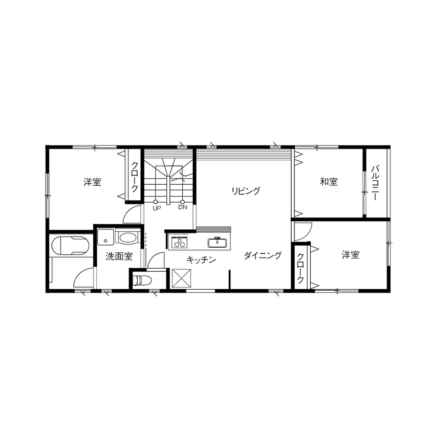ダイヤビルト 【三世帯住宅/間取り/バルコニー/ビルトインガレージ】それぞれがのびのび過ごせる3階建てガレージハウスの間取り図（6LDK）2階