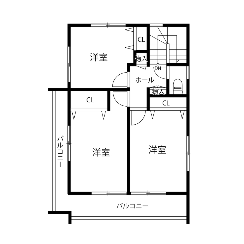 ダイヤビルト 【間取り/3階建て/ビルトインガレージ】光の射すL字型バルコニー。プライバシーにも配慮したガレージハウスの間取り図（4LDK）3階