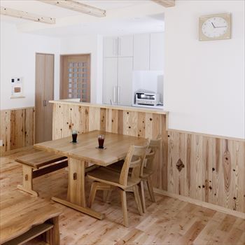 池田建設　oh!!one house. 無垢の木をたっぷり使ってもメンテナンス簡単！機能的で家事ラクなログハウス風の住まいの建築実例画像6