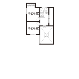 池田建設　oh!!one house. 【三重県/間取り図】外観はまるで平屋!スキップフロアで家族とちょうどいい距離感。ナチュラルモダンの実例の間取り図（4LDK）２階