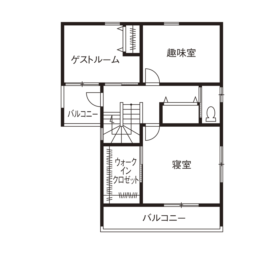 池田建設　oh!!one house. 【三重県/間取り図】デザインにこだわったカッコいい2階建て！趣味を楽しむ防音室のあるおしゃれな実例の間取り図（3LDK）2階