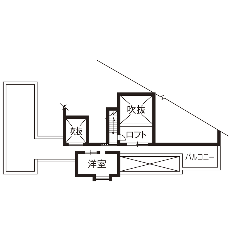 池田建設　oh!!one house. 【三重県/間取り図/ビルトインガレージ】上質な質感がもたらすゆとりのある生活。ホテルライクな平屋実例の間取り図（4LDK）ロフト階