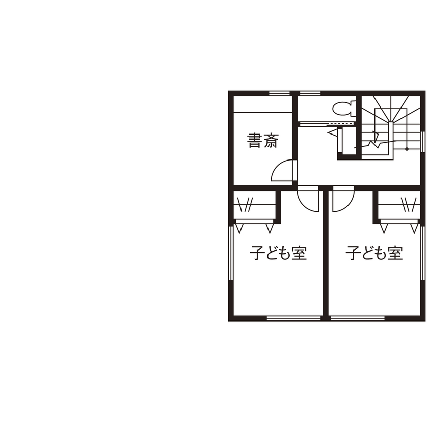 池田建設　oh!!one house. 【2000万円台｜間取り有】無垢とモルタルのナチュラルモダン。平屋のように暮らせるスクエアな家の間取り図（3LDK）２階