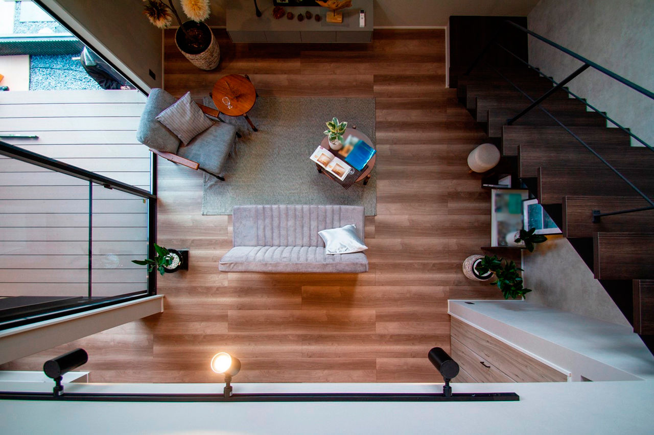 池田建設　oh!!one house. 【2000万円台｜間取り有】インテリアはグレーでまとめて。ウッドデッキ、吹抜リビングのある子育てハウスの建築実例画像4