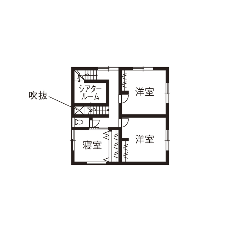 池田建設　oh!!one house. 【伊勢市｜ガレージハウス×スキップフロア｜間取り有】タテの空間を使いこなした居場所がたくさんある家の間取り図（4LDK）２階