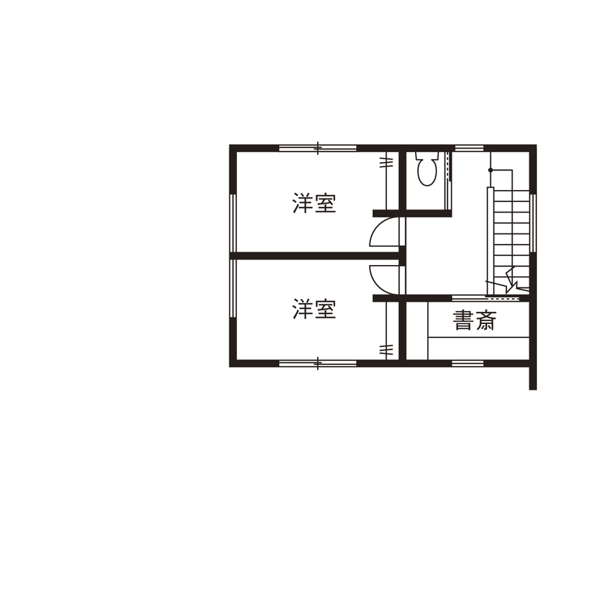 池田建設　oh!!one house. 【松阪市｜30坪台｜間取り有】黒＆グレーのインテリアがオシャレ。平屋的に暮らせるホテルライクな家の間取り図（3LDK）２階