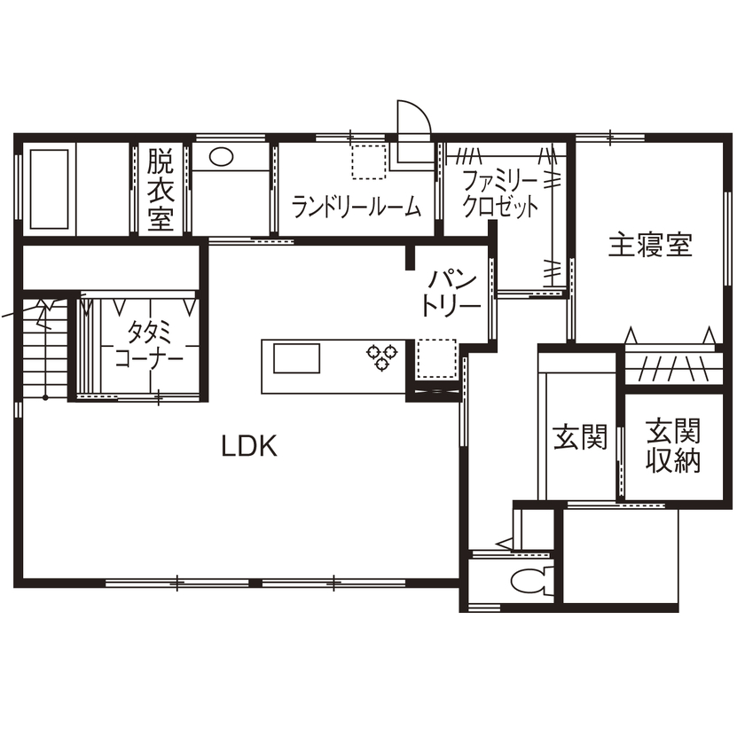 池田建設　oh!!one house. 【伊勢市｜30坪台｜2000万円台｜間取り有】見た目も暮らしやすさも叶えたカジュアルカフェテイストの家の間取り図（3LDK）１階