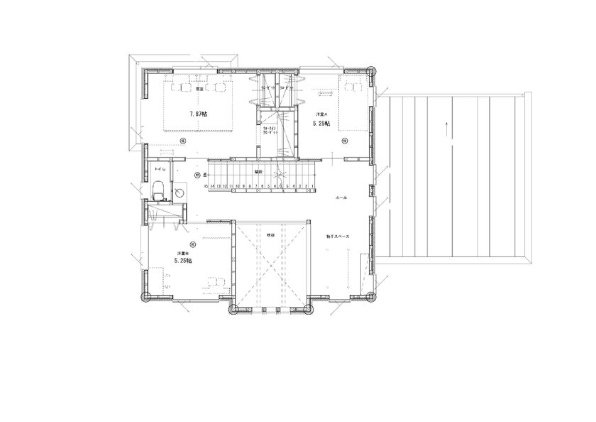 菅原工務店 ビルトインガレージのある家の間取り図（3LDK+小屋裏収納）2階
