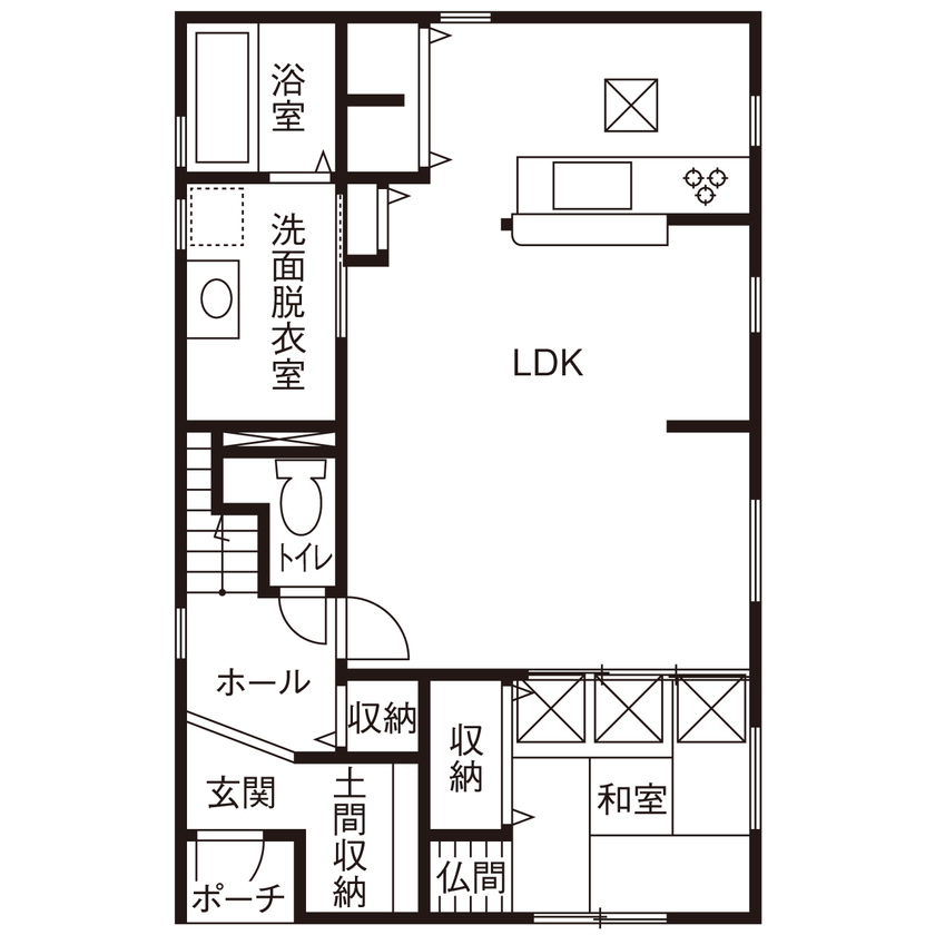 さくら不動産 【岸和田市｜1000万円台後半｜間取り図】たっぷりの収納・インナーテラス・太陽光発電のお家の間取り図（4LDK）１階