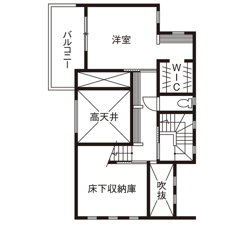 タケイハウジング 【奈良/1000万円台/家事ラク/間取り有】空間を緩やかに仕切って開放的に暮らすモダンな家の間取り図（4LDK＋S）２階
