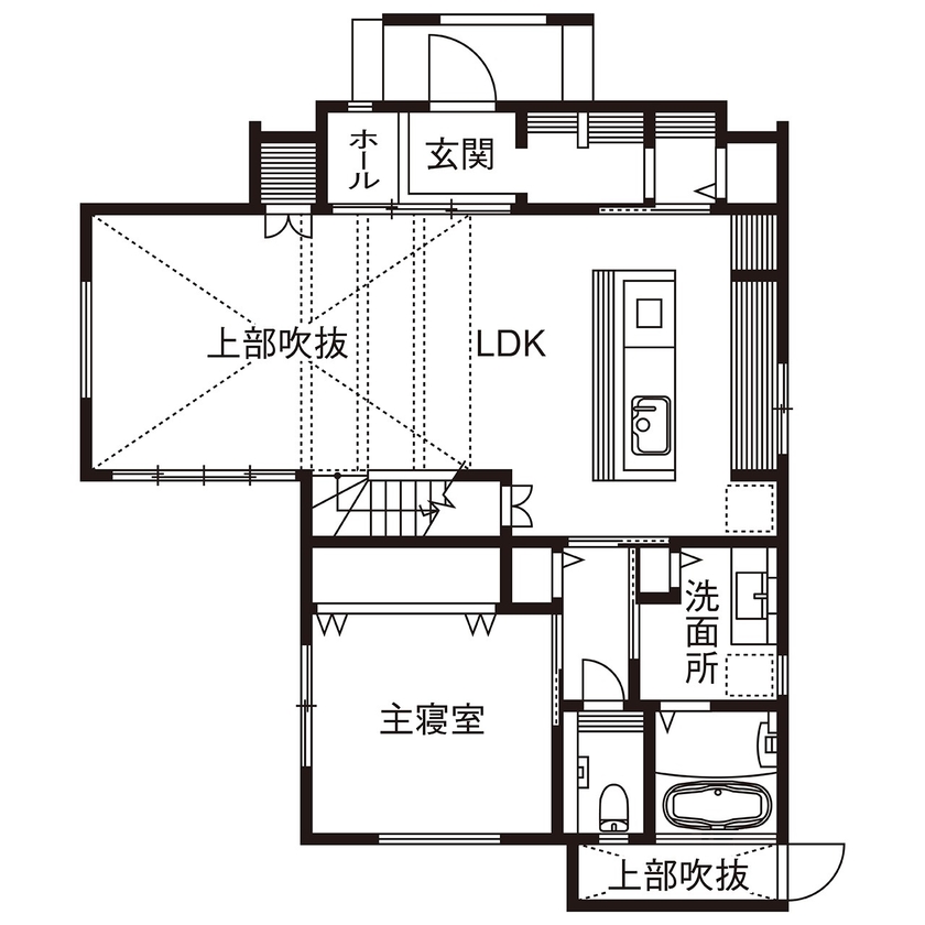 タケイハウジング 【奈良/1000万円台/間取り有】動線がすごくいい！子育て家族が暮らす北欧ナチュラルな家の間取り図（2LDK）１階