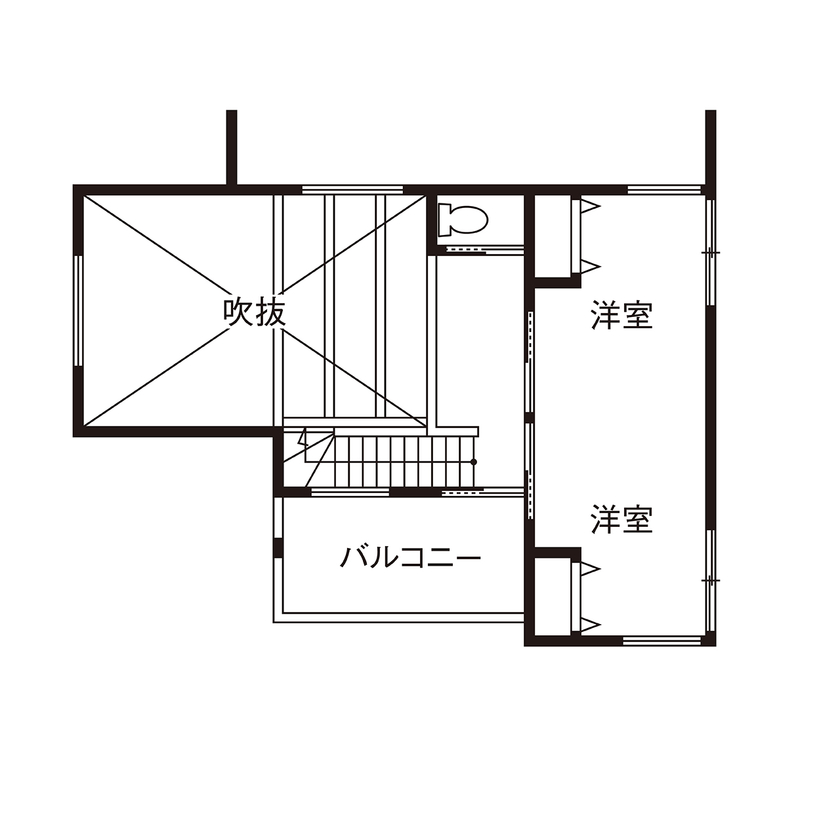 タケイハウジング 【奈良/1000万円台/間取り有】動線がすごくいい！子育て家族が暮らす北欧ナチュラルな家の間取り図（2LDK）２階