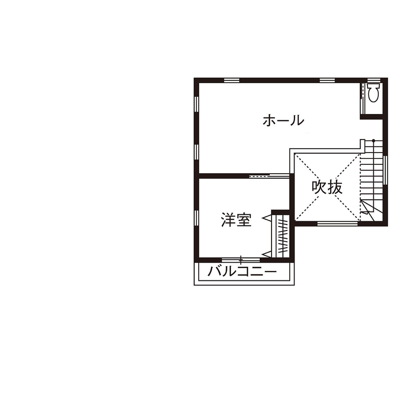 タケイハウジング 【大阪/2000万円台/間取り有】ナチュラルカントリーなキッチンと鉄骨階段が似合う吹抜けの家の間取り図（2LDK＋店舗）２階