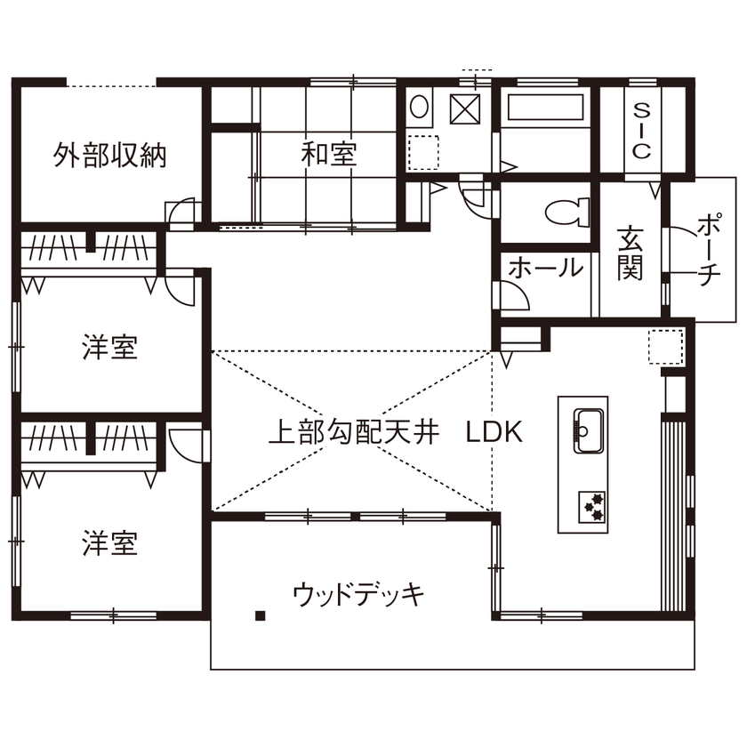 タケイハウジング 【大阪府堺市/2100万円台/平屋/間取り図掲載】暮らしにぴったりサイズの家で、アクティブな暮らしを満喫の間取り図（3LDK＋S）1階