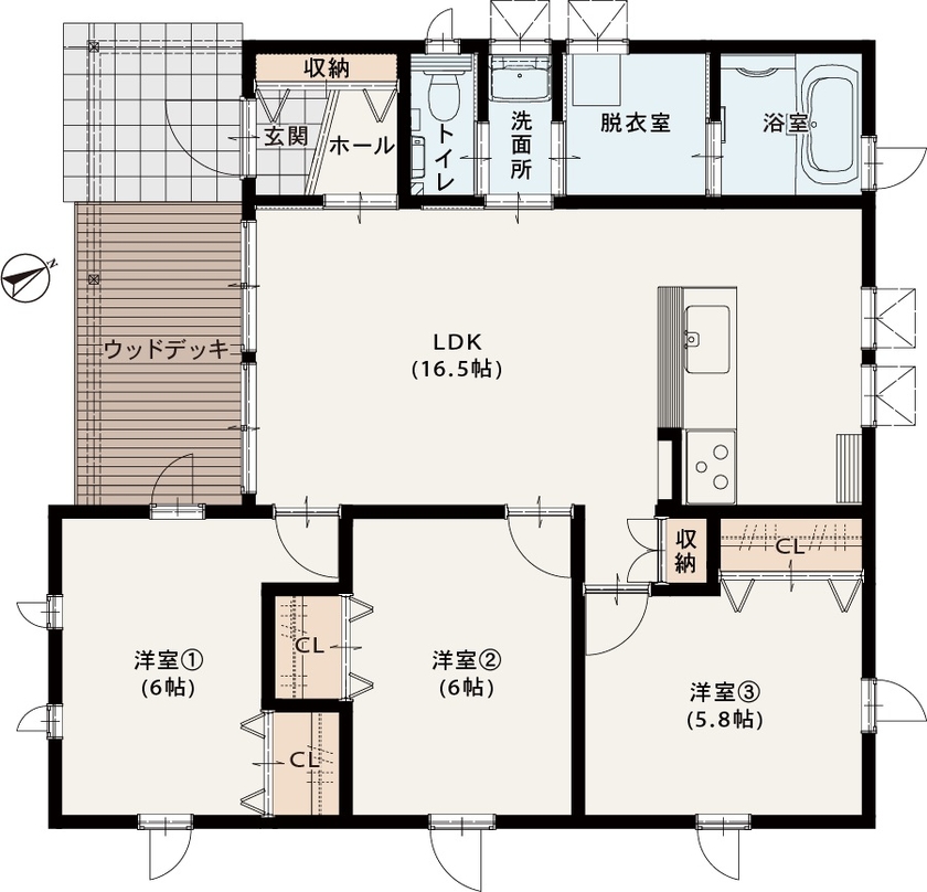 ニーズホーム 自然に囲まれた環境でセカンドライフを楽しむ平屋の間取り図（3LDK）1階