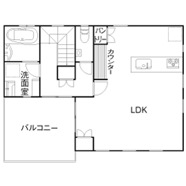 サートンホーム（横浜・相模原・八王子） 【1414万円/間取り有】広いバルコニーでお子様がのびのび遊ぶ。家族が自然と集まる団らんリビングの間取り図null2階