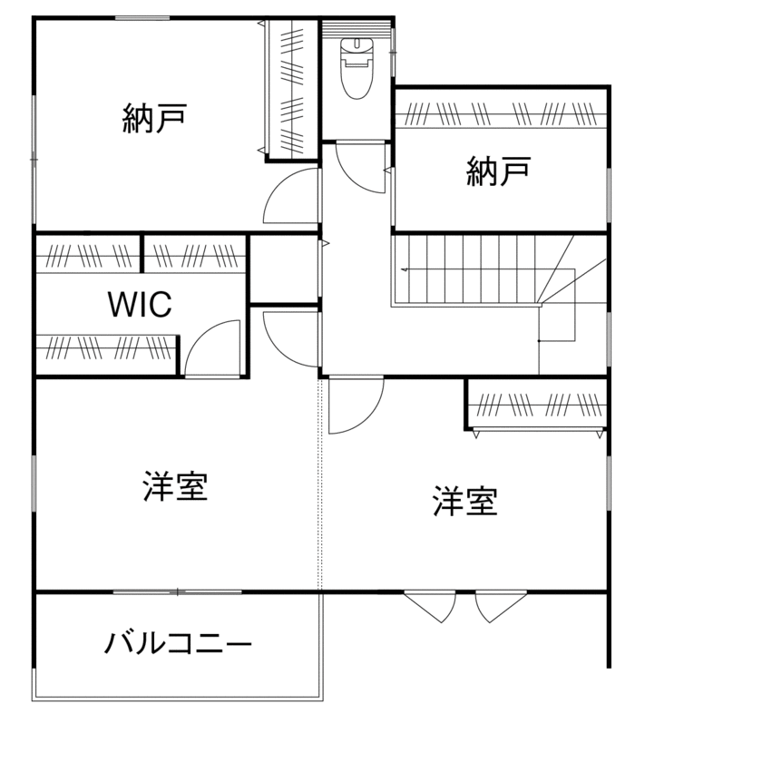 サートンホーム（横浜・相模原・八王子） 【2000万円台/ウッドデッキ/収納充実/間取り有】間取りも家族の繋がりも「ちょうどいい家」を延床31坪にの間取り図（4LDK）2階