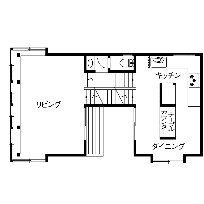 サートンホーム（横浜・相模原・八王子） 【2500万円台/2階リビング/間取り有】全フロアがオープンでつながり、木の温もり溢れる注文住宅の間取り図（1LDK+書庫+納戸）2階