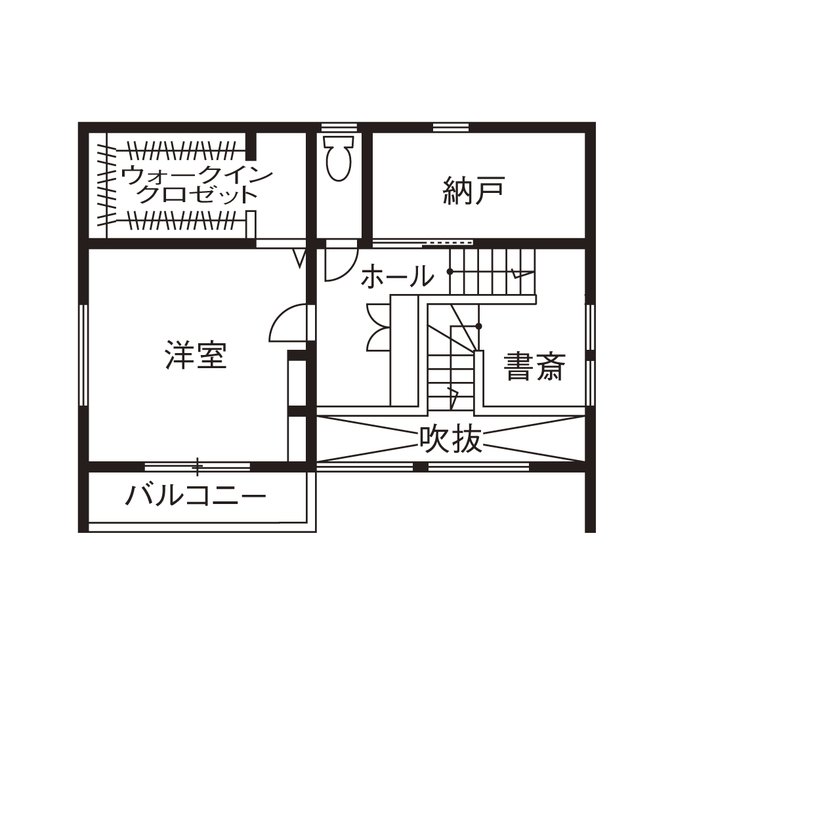 フェスティナ・レンテ 【2000万円台/40坪台/間取り図】平屋のように暮らせて家事ラク！リゾート気分で過ごせる広々リビングの家の間取り図（３LDK＋納戸）２階