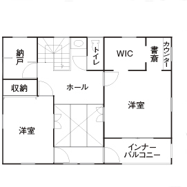 フェスティナ・レンテ 【1000万円台/4LDK/30坪台/間取り図】猫と暮らす。漆喰・自然素材が心地いいアンティークカフェのような家の間取り図（4LDK）2階