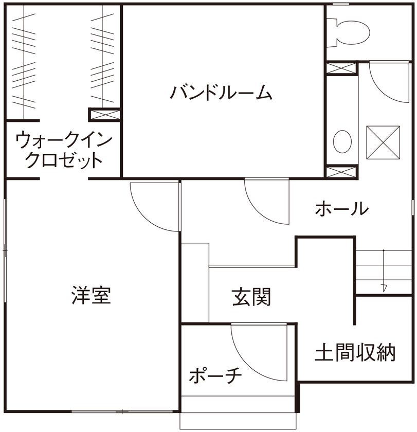 ライクスホーム 【1500万円/32坪/間取り図】吹き抜け＆スキップフロア、バンドルームで「リズムのある暮らし」満喫中！の間取り図（4LDK）１階
