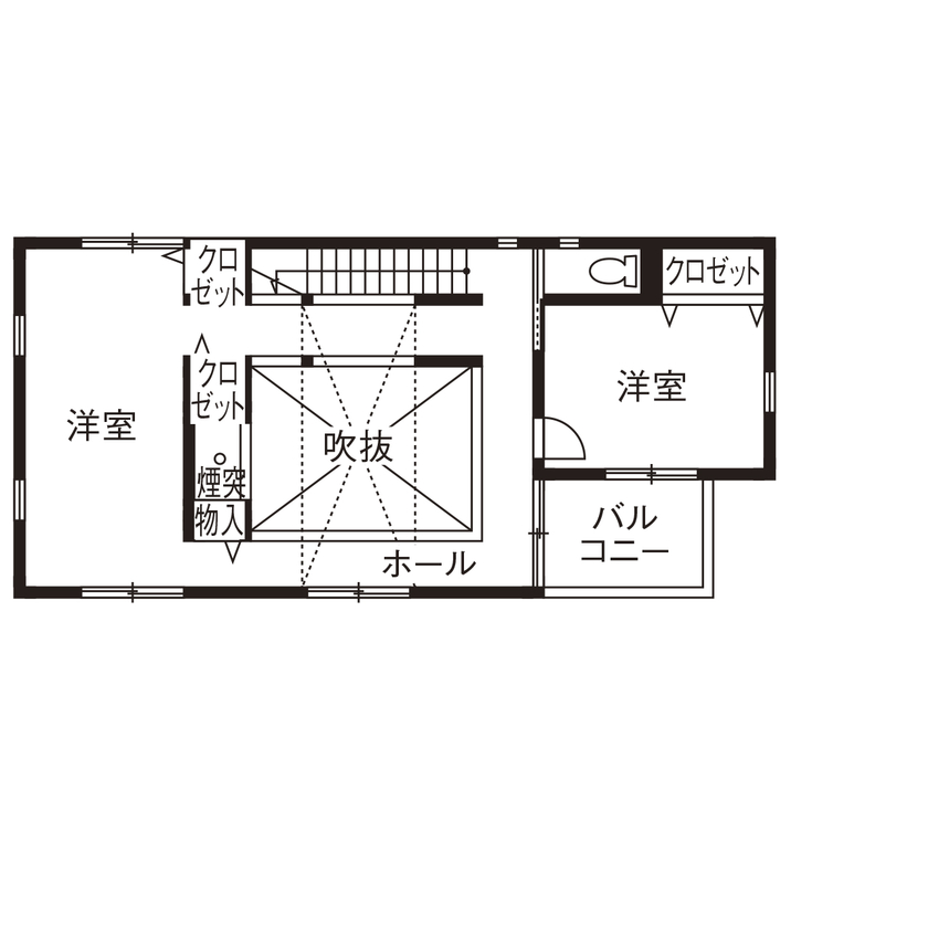 ライクスホーム 【2000万円/35.6坪/間取り/リビング階段/吹き抜け】薪ストーブを囲んで 3世代が団らんする終の棲家  の間取り図（3LDK）２階