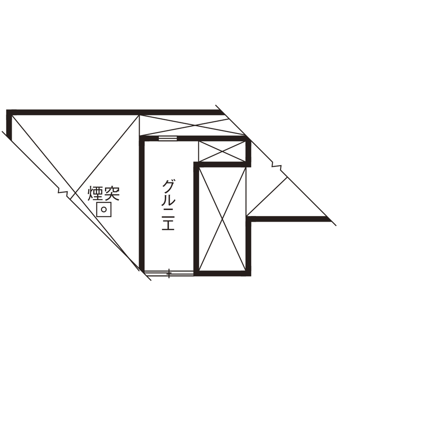 ライクスホーム 【2000万円/35.6坪/間取り/リビング階段/吹き抜け】薪ストーブを囲んで 3世代が団らんする終の棲家  の間取り図（3LDK）グルニエ