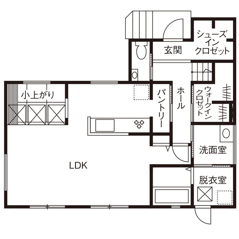 ライクスホーム 【1500～1999万円/セルロースファイバー/無垢材】性能にもデザインにもこだわり、心身ともに快適に暮らすの間取り図（3LDK＋書斎）１階
